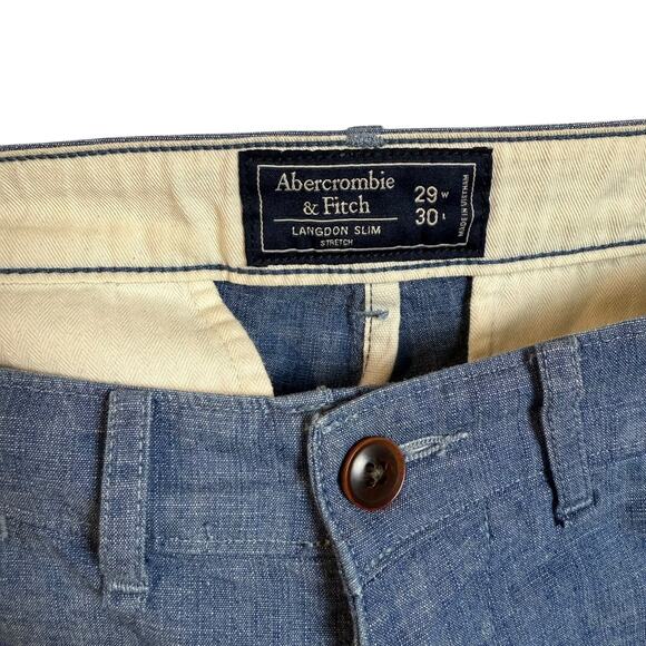 Abercrombie & Fitch Langdon Slim Fit Chino Pants Mens 29x30 Blue Stretch Cotton - Picture 10 of 16